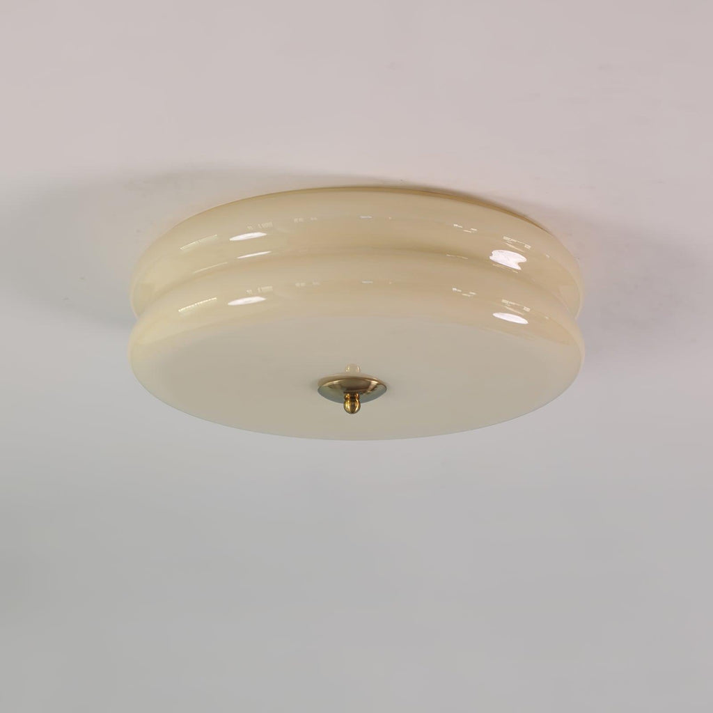 Plafonnier vintage Kean en Fer, Métal, Verre Doré et beige
