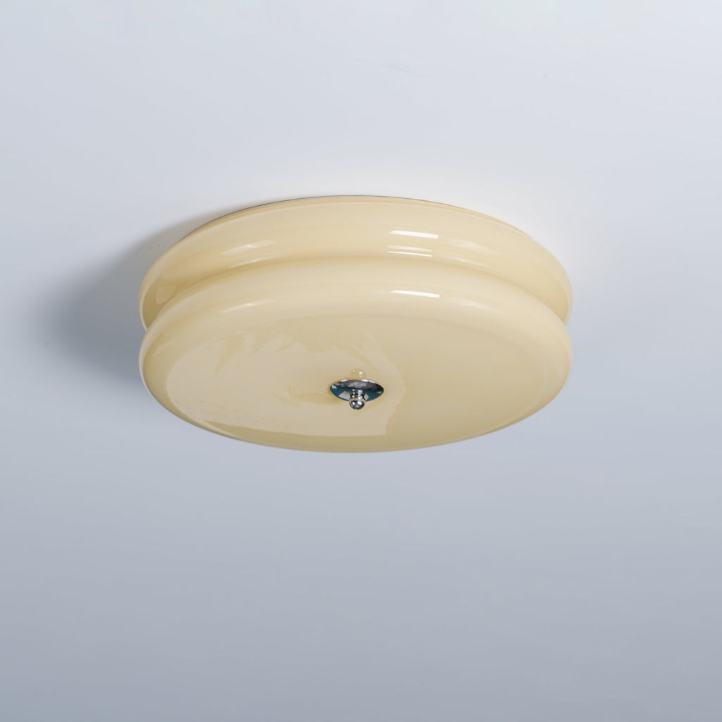 Plafonnier vintage Kean en Fer, Métal, Verre Chrome et beige