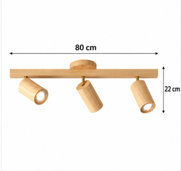Plafonnier en bois à spots – 1 à 4 lumières