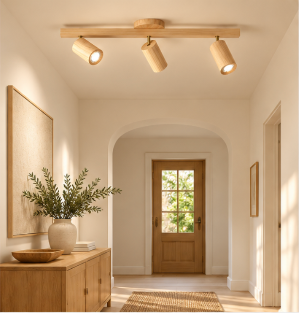 Plafonnier en bois à spots – 1 à 4 lumières