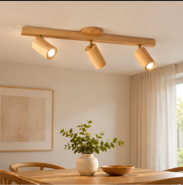 Plafonnier en bois à spots – 1 à 4 lumières