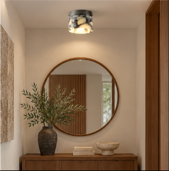 Plafonnier en marbre au style wabi-sabi