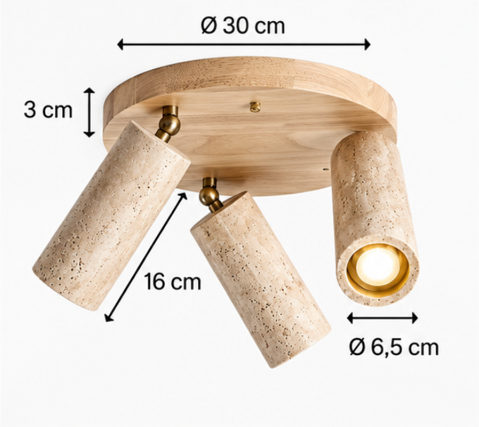 Plafonnier à 3 spots orientables en pierre naturelle