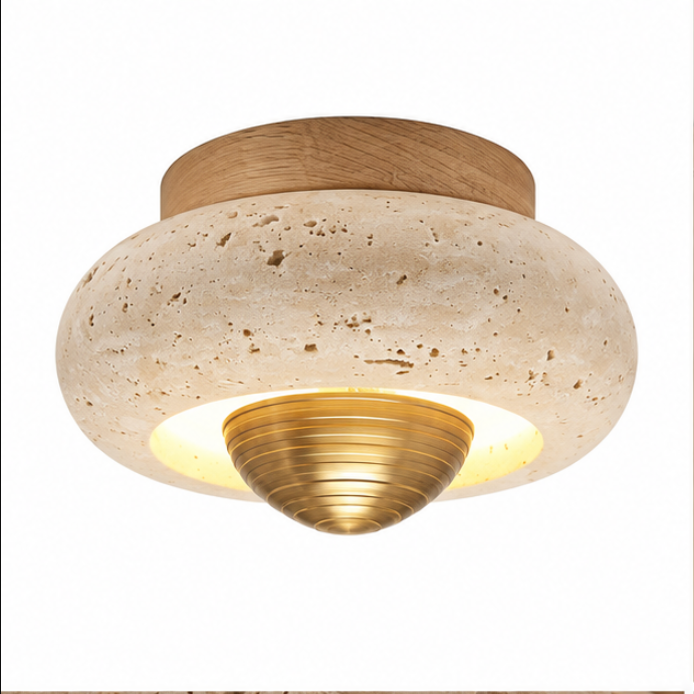 Plafonnier en travertin au design arrondi – Ø15 cm