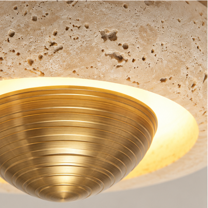 Plafonnier en travertin au design arrondi – Ø15 cm