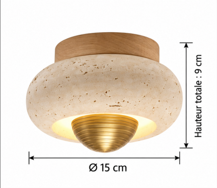 Plafonnier en travertin au design arrondi – Ø15 cm