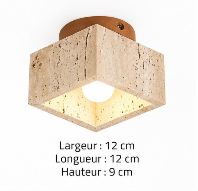 Plafonnier carré en bois et travertin au style nordique