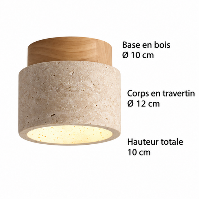 Plafonnier en bois et travertin au design nordique