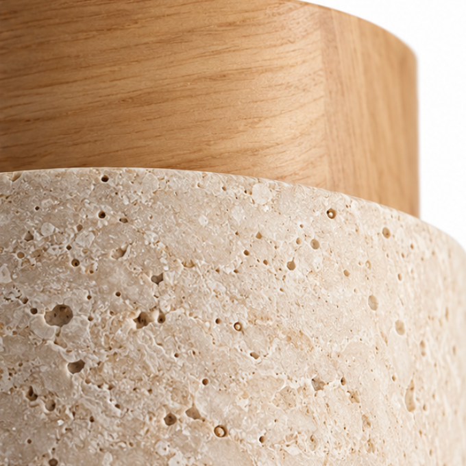 Plafonnier en bois et travertin au design nordique