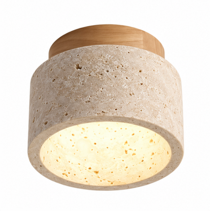 Plafonnier en bois et travertin au design nordique