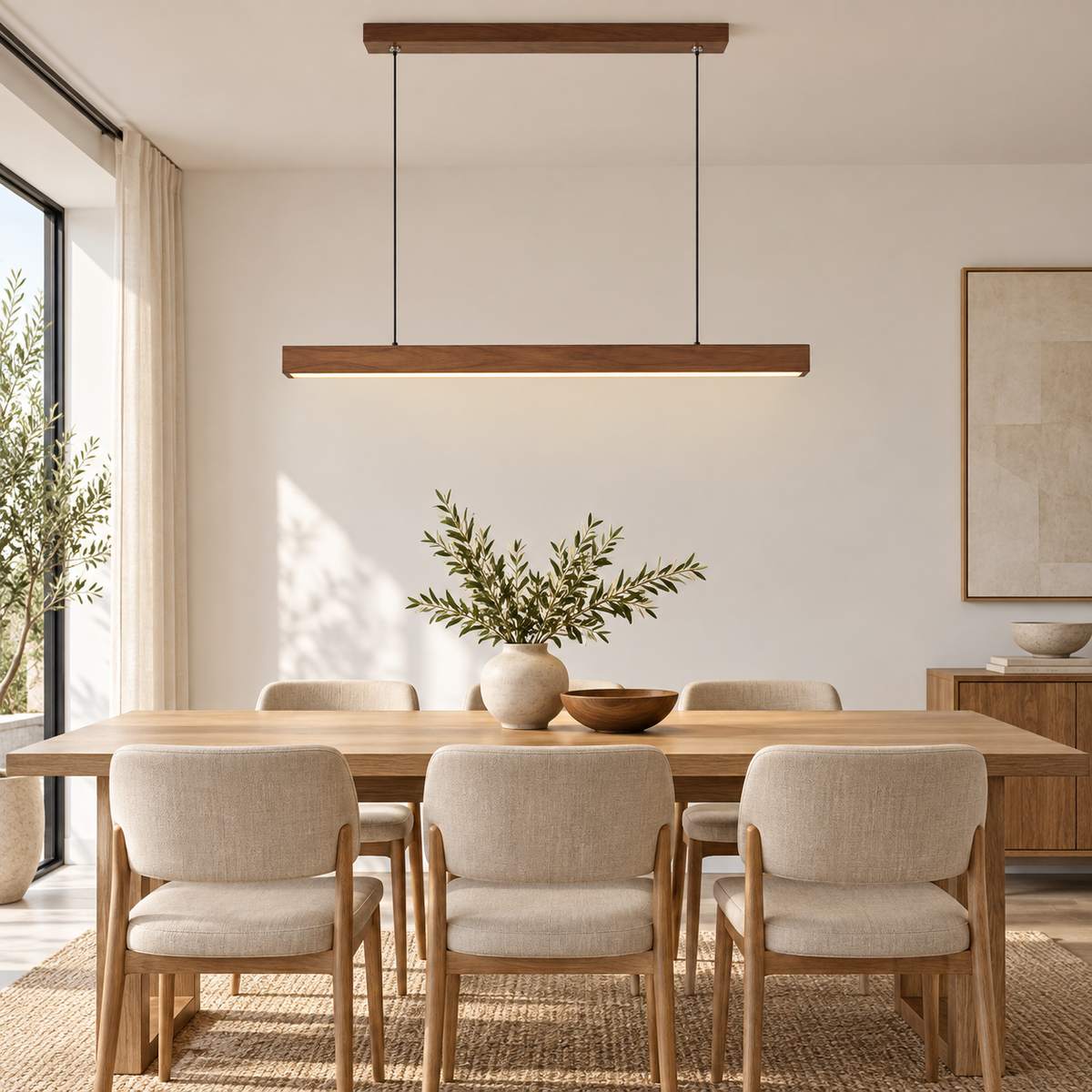 Suspension LED linéaire en bois – 80, 100 ou 120 cm