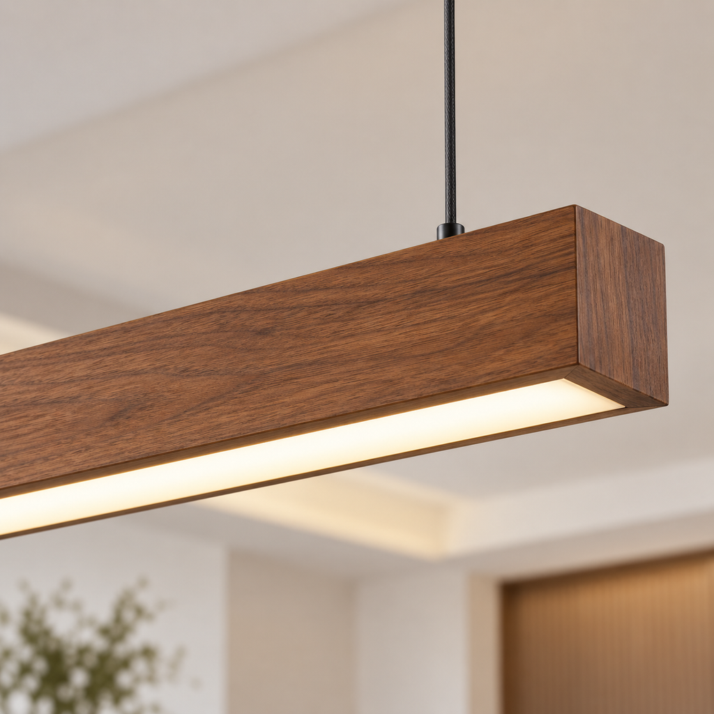 Suspension LED linéaire en bois – 80, 100 ou 120 cm