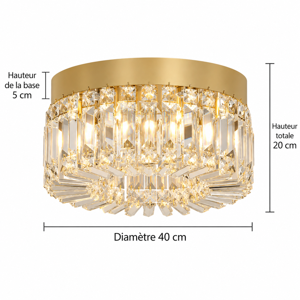 Plafonnier LED en cristal – 40 ou 50 cm