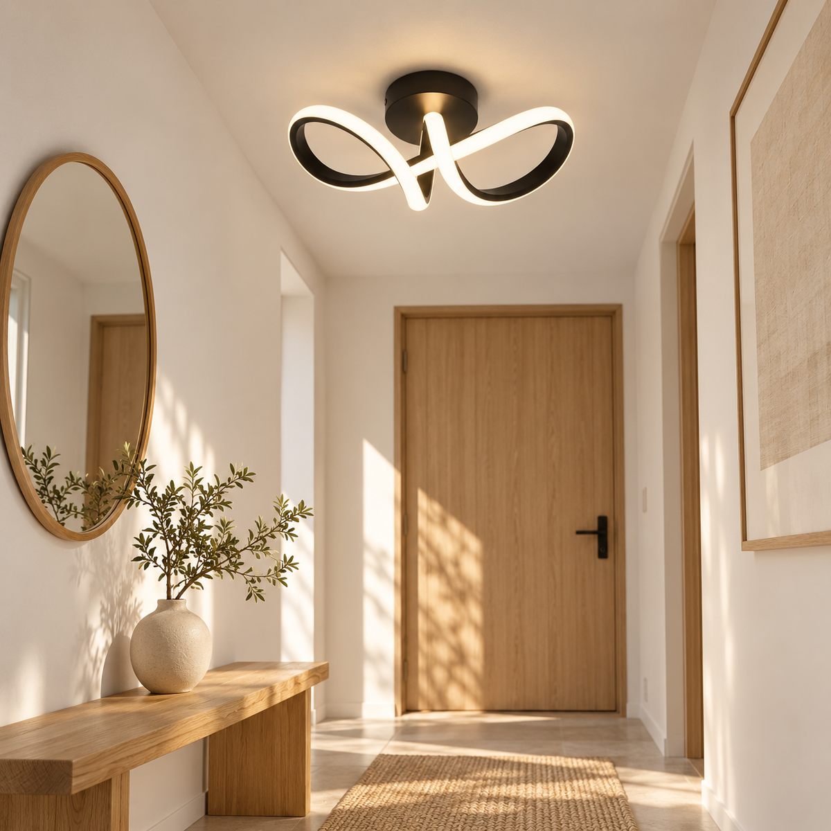 Plafonnier LED minimaliste pour couloir et entrée