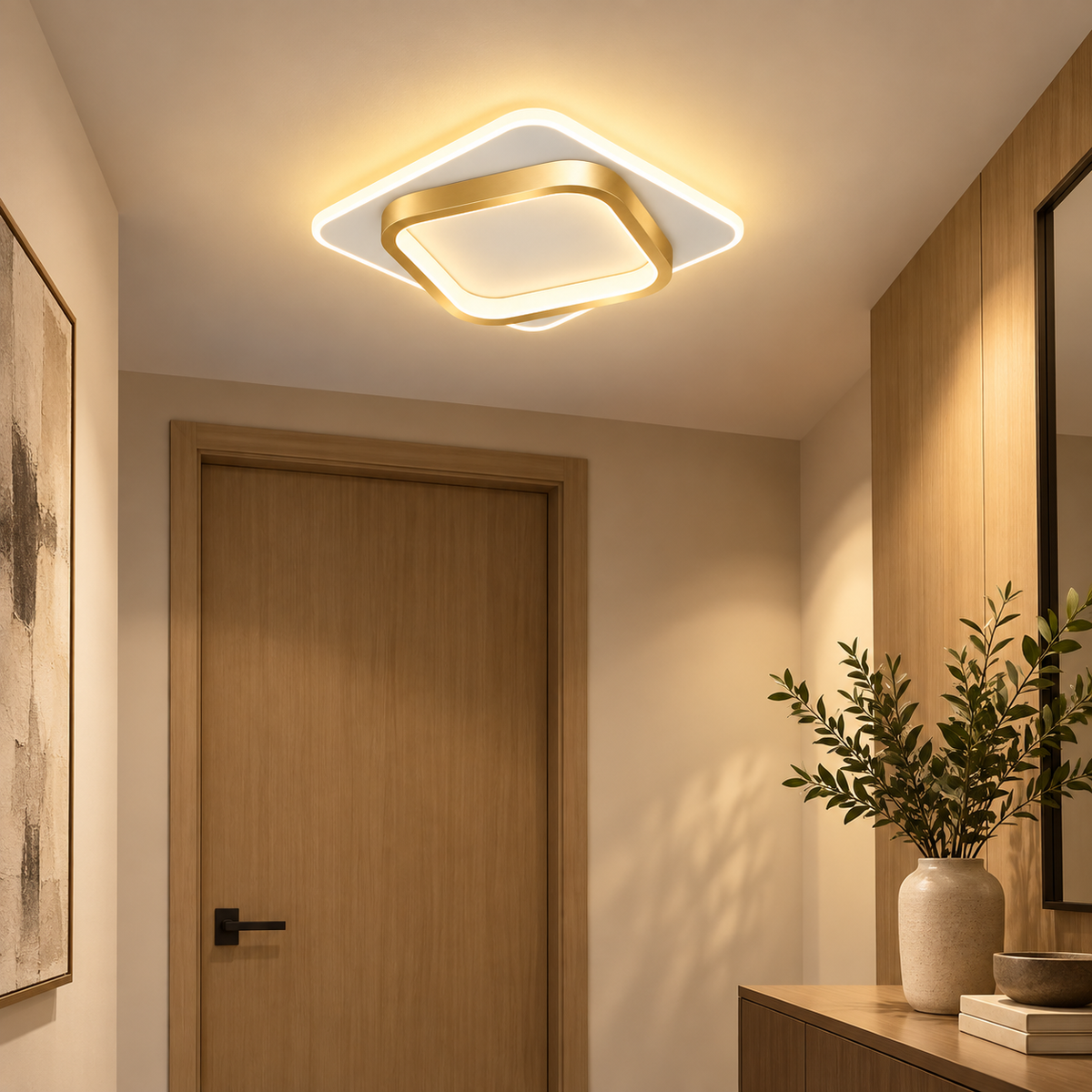 Plafonnier LED géométrique rond ou carré