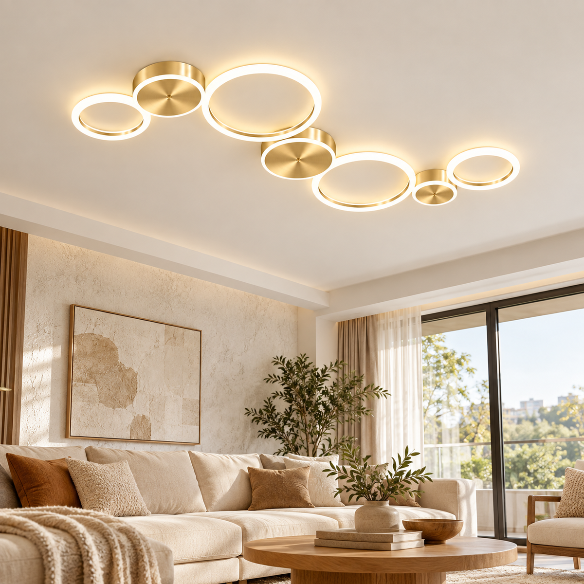 Plafonnier LED à anneaux au design contemporain