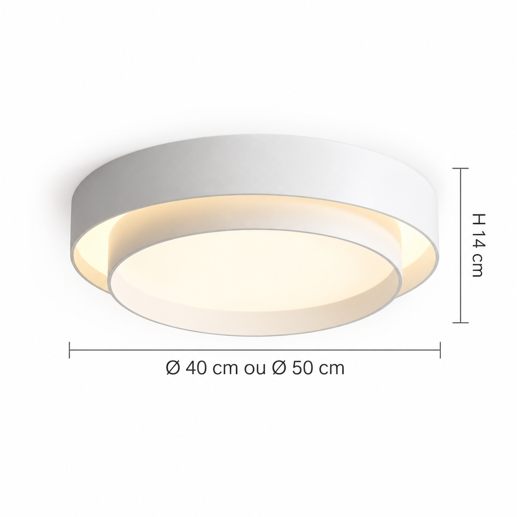 Plafonnier LED nordique au design épuré – Ø40 ou 50 cm