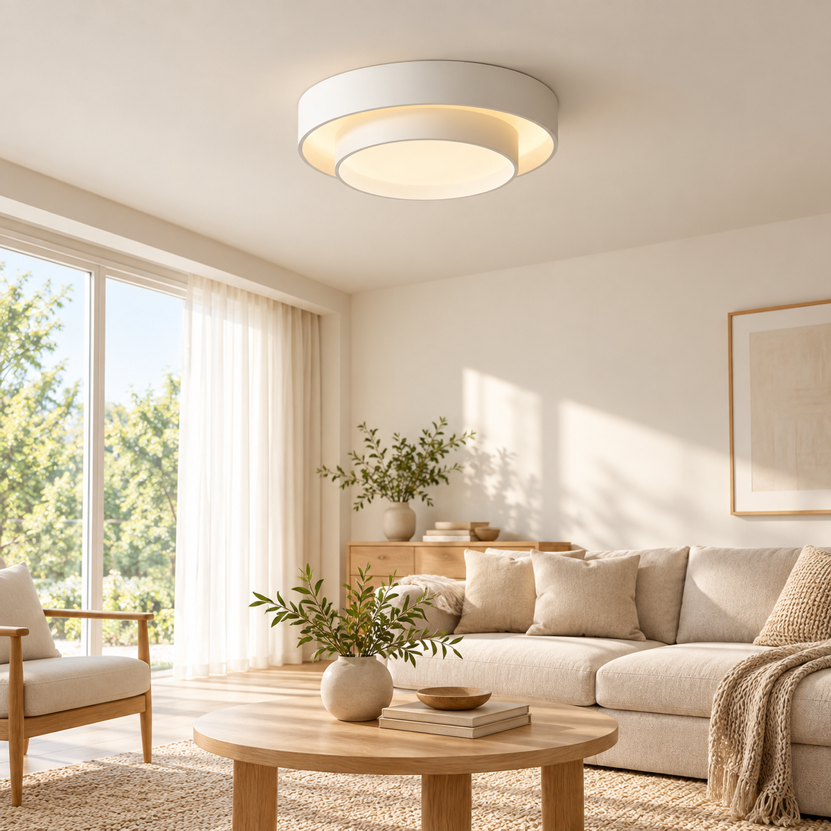 Plafonnier LED nordique au design épuré – Ø40 ou 50 cm
