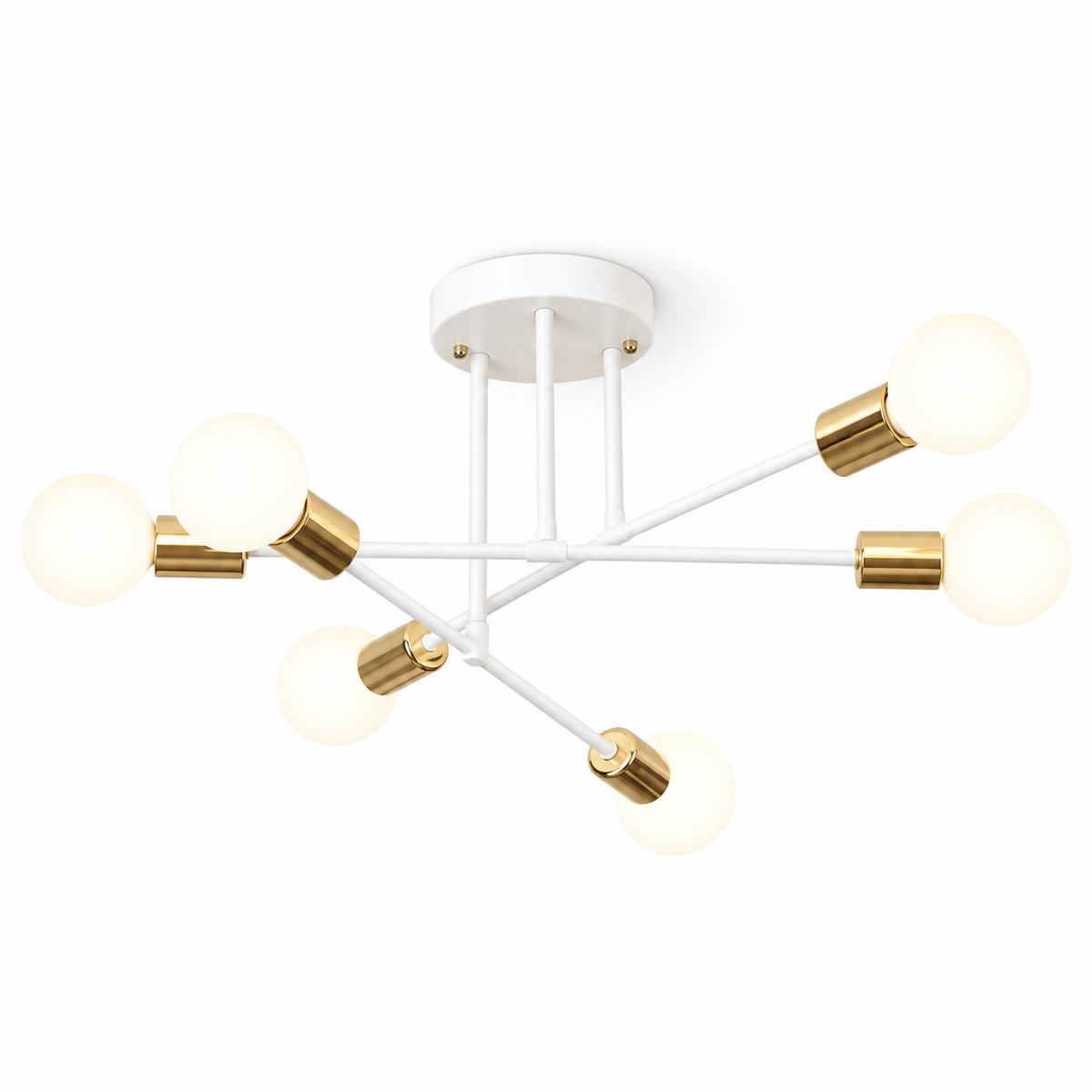 Plafonnier design à 6 lumières avec bras croisés