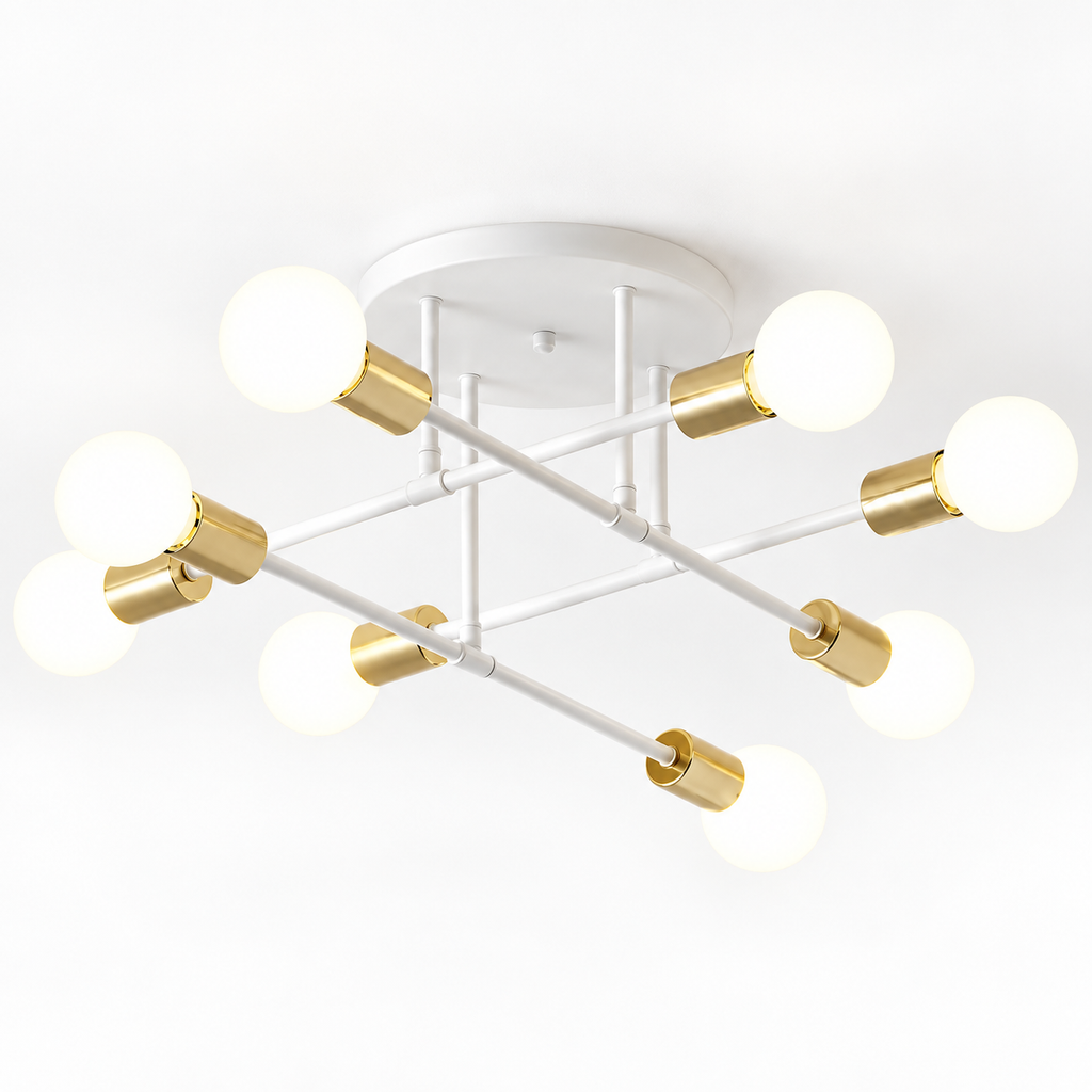 Plafonnier design à 6 lumières avec bras croisés