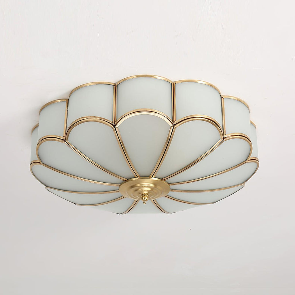 Plafonnier art déco Martti en verre Laiton et blanc