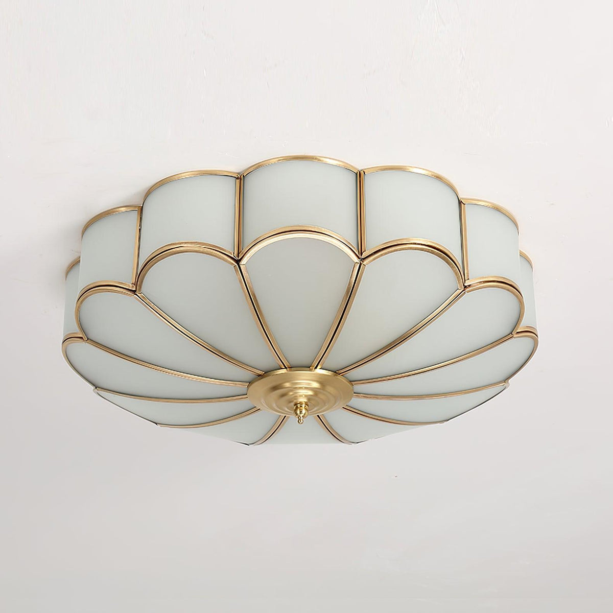 Plafonnier art déco Martti en verre Laiton et blanc