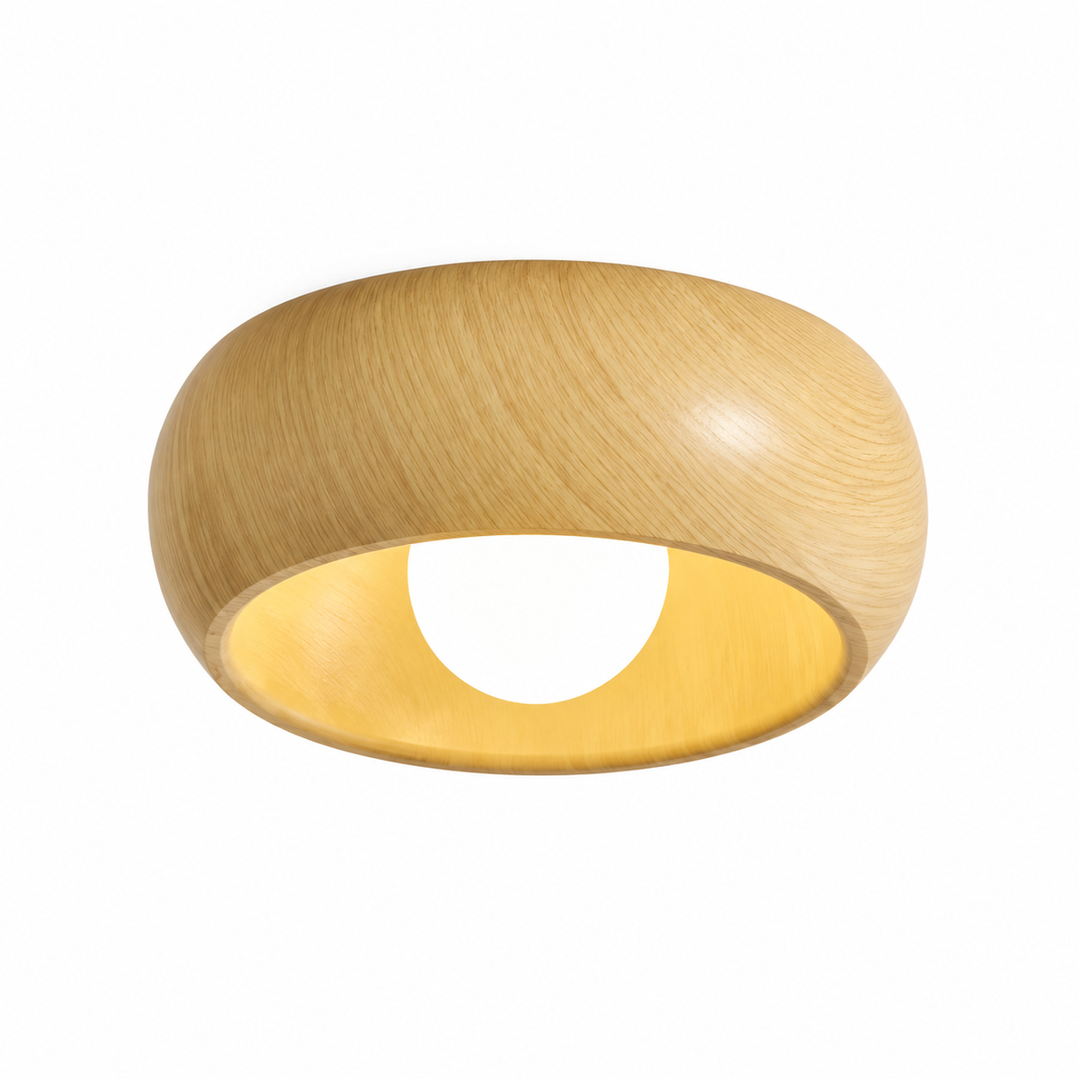 Plafonnier LED arrondi effet bois – Ø30 cm