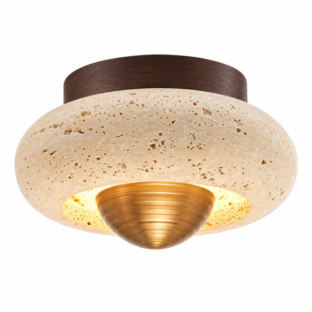 Plafonnier en travertin au design arrondi – Ø15 cm