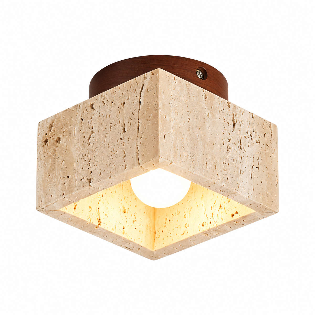 Plafonnier carré en bois et travertin au style nordique