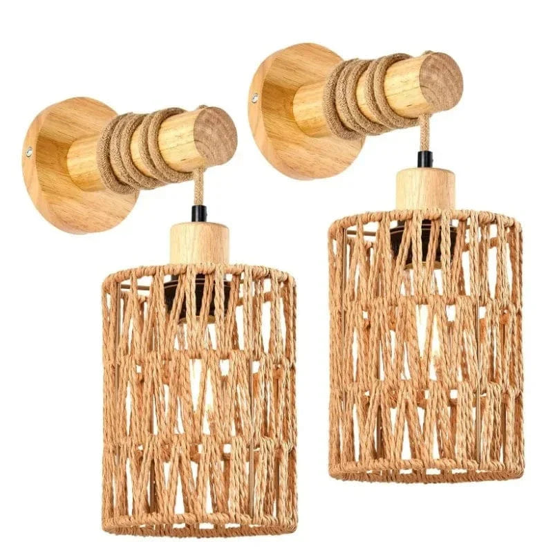 NO BULB / 2pcs / CHINA Applique murale corde tressée main