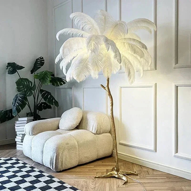 Lampe sur pied a plume