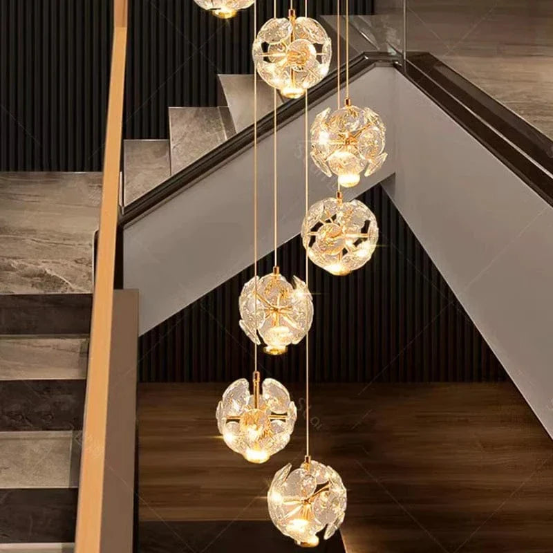 Lustre plafond haut étoiles de cristal