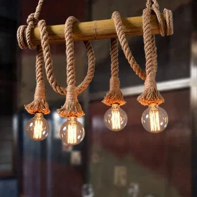 Suspension en corde et bambou