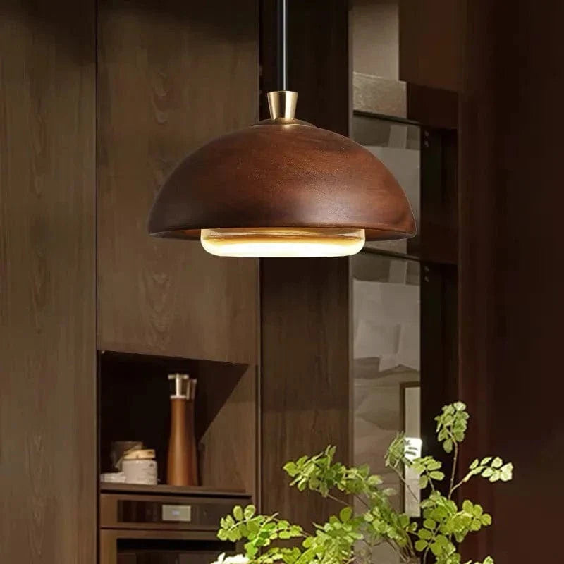 pendant -1 lamp / LED 5W(warm light) Suspension nordique bois et laiton doré